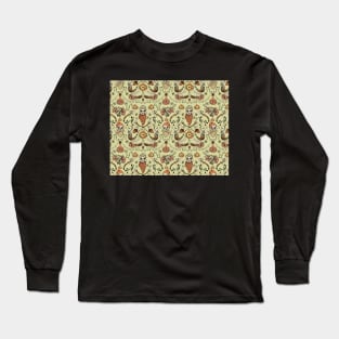 Yellow Beared Skulls Pattern Long Sleeve T-Shirt